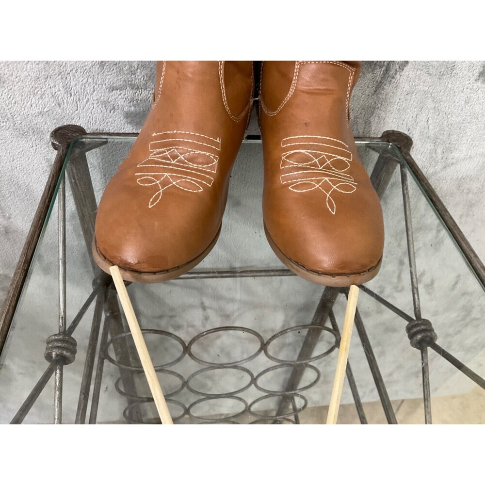 Bebe Cowgirl Boots women’s size 5 Brown faux leather embroidered logo name - Picture 16 of 16